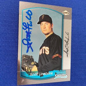 2000 BOWMAN CHROME SCOTT LINEBRINK SAN FRANCISCO GIANTS SIGNED AUTO CARD #77 COA
