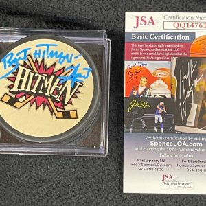 Bret Hitman Hart Signed Calgary Hitmen Official Game Puck #4 JSA COA WWE AEW WCW