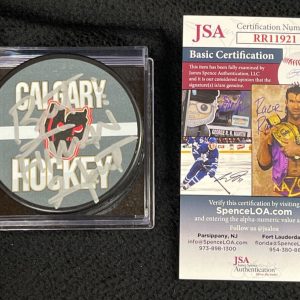 Bret Hitman Hart Signed Calgary Hitmen Official Game Puck #5 JSA COA WWE AEW WCW