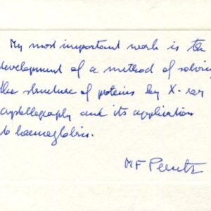 Max Perutz Nobel Prize Chemistry Molecular Biologist Signed Autograph Quote
