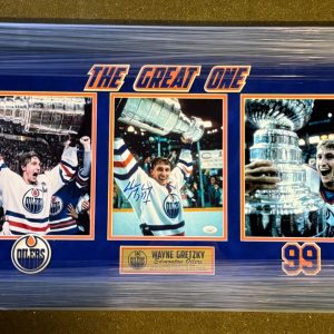 Wayne Gretzky Signed Edmonton Oilers Stanley Cup Framed 8x10 Photo JSA COA