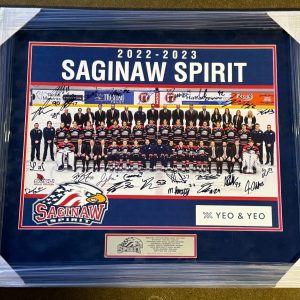 2022/23 Saginaw Spirit Team Signed Framed Poster Michael Misa Rookie Year JSA