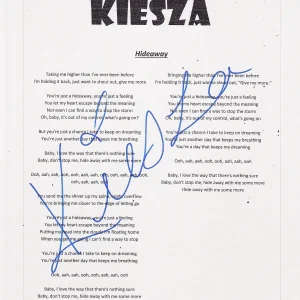 KIESZA KIESA RAE ELLESTAD SIGNED HIDEAWAY LYRIC SHEET
