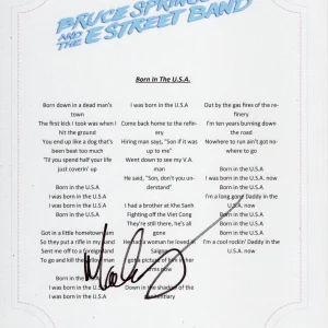 SPRINGSTEEN & THE ESTREET BAND MAX WEINBERG SIGNED BORN IN THE USA LYRIC SHEET