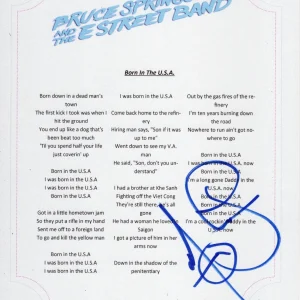 SPRINGSTEEN & THE ESTREET BAND NILS LOFGREN SIGNED BORN IN THE USA LYRIC SHEET
