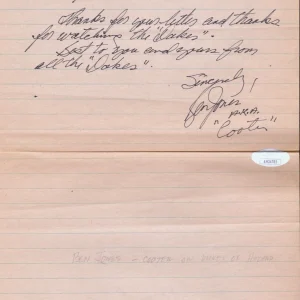 BEN JONES Signed Auto Fan Letter DUKES OF HAZZARD JSA COA