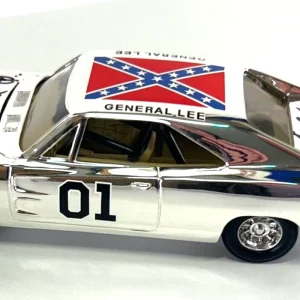 WOPAT BACH SCHNEIDER 1:25 Signed Chrome General Lee Dukes of Hazzard Car JSA COA
