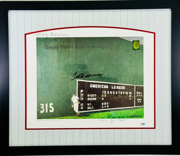 TED WILLIAMS Signed Framed Autograph Lithograph PSA/DNA LOA MLB