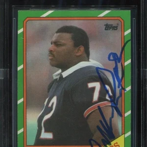 1985 BEARS WILLIAM PERRY signed auto 1986 TOPPS ROOKIE CARD RC BECKETT 10 (BAS)