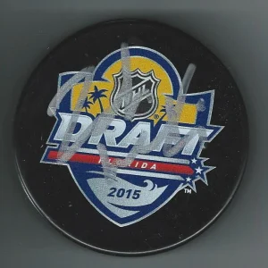 Zach Werenski Signed 2015 NHL Draft Puck Michigan Wolverines Blue Jackets
