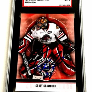 COREY CRAWFORD SIGNED 2008/09 BETWEEN THE PIPES CARD #11 SGC AUTHENTICATED