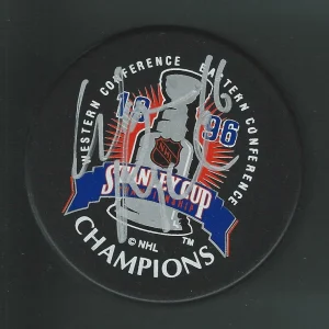 Warren Rychel Signed Colorado Avalanche 1996 Stanley Cup Champions Logo Puck