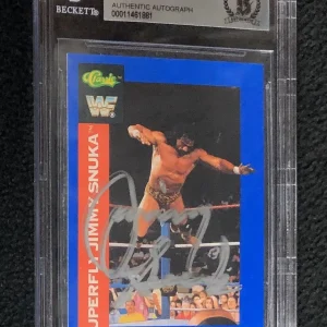 Jimmy Superfly Snuka Signed 1991 Classic WWF Card #54 WWE Beckett Certified