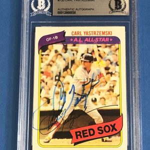 CARL YASTRZEMSKI Signed 1980 TOPPS Card #720 Beckett Authenticated (BAS)