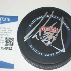 AARON EKBLAD Signed Florida PANTHERS Official GAME Puck w/ Beckett COA (BAS)