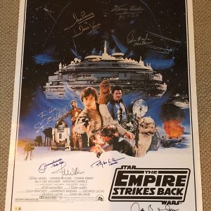HAMILL, JOHN WILLIAMS, JONES +5 Signed EMPIRE STRIKES BACK POSTER w/ BAS LOA