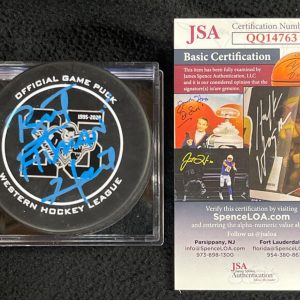 Bret Hitman Hart Signed Calgary Hitmen 25th Anniversary Puck JSA COA WWE AEW WCW