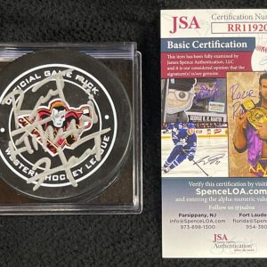 Bret Hitman Hart Signed Calgary Hitmen Official Game Puck #3 JSA COA WWE AEW WCW