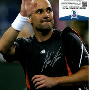 ANDRE AGASSI signed TENNIS 8x10 photo Beckett BAS