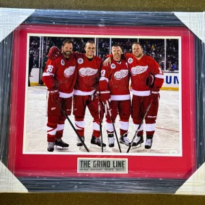 The Grind Line Signed Detroit Red Wings Framed 16x20 Photo Signed By 4 JSA COA