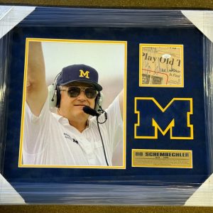 Bo Schembechler Signed Michigan Wolverines Framed Photo Display JSA COA