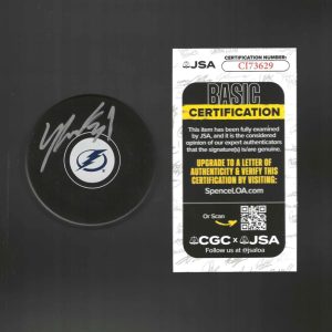 Yanni Gourde Signed Tampa Bay Lightning Puck JSA COA