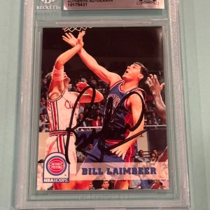 BILL LAIMBEER Signed 1993-94 HOOPS Card #62 Beckett (BAS)