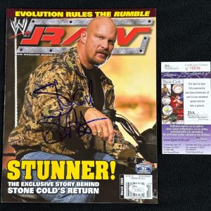 Stone Cold Steve Austin Signed WWE Raw Magazine JSA Authenticated