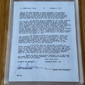 Awesome James Taylor Signed Contract PSA Slabbed Music Legend