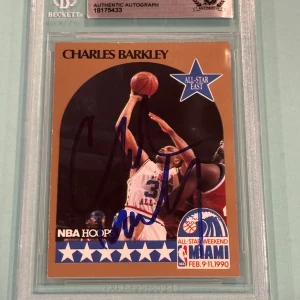 CHARLES BARKLEY Signed 1990-91 HOOPS ALL-STAR Card #1 Beckett (BAS)