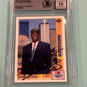 DIKEMBE MUTUMBO Signed 1991-92 UPPER DECK Card #3 Beckett (BAS) AUTO 10