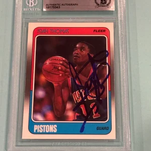 ISIAH THOMAS Signed 1988-89 FLEER Card #45 Beckett (BAS)