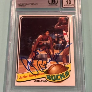 JUNIOR BRIDGEMAN Signed 1979-80 TOPPS Card #91 Beckett (BAS) AUTO 10