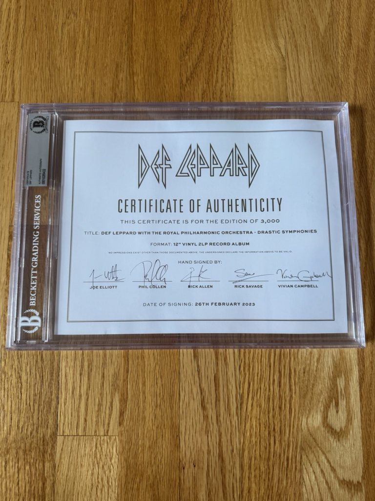 Def Leppard Signed Certificate Beckett x5 Elliott Collen Allen Savage Vivian