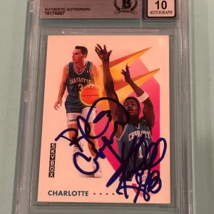 KENDALL GILL & REX CHAPMAN Signed 1991-92 SKYBOX Card #461 Beckett (BAS) AUTO 10