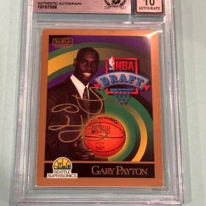 GARY PAYTON Signed 1990-91 SKYBOX Card #365 Beckett (BAS) AUTO 10