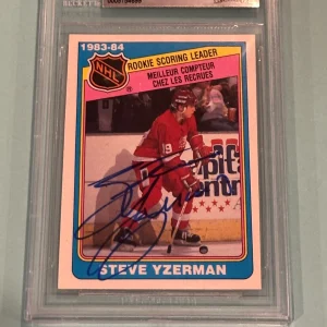 STEVE YZERMAN Signed 1984-85 O-PEE-CHEE Rookie Leader Card #385 Beckett BAS