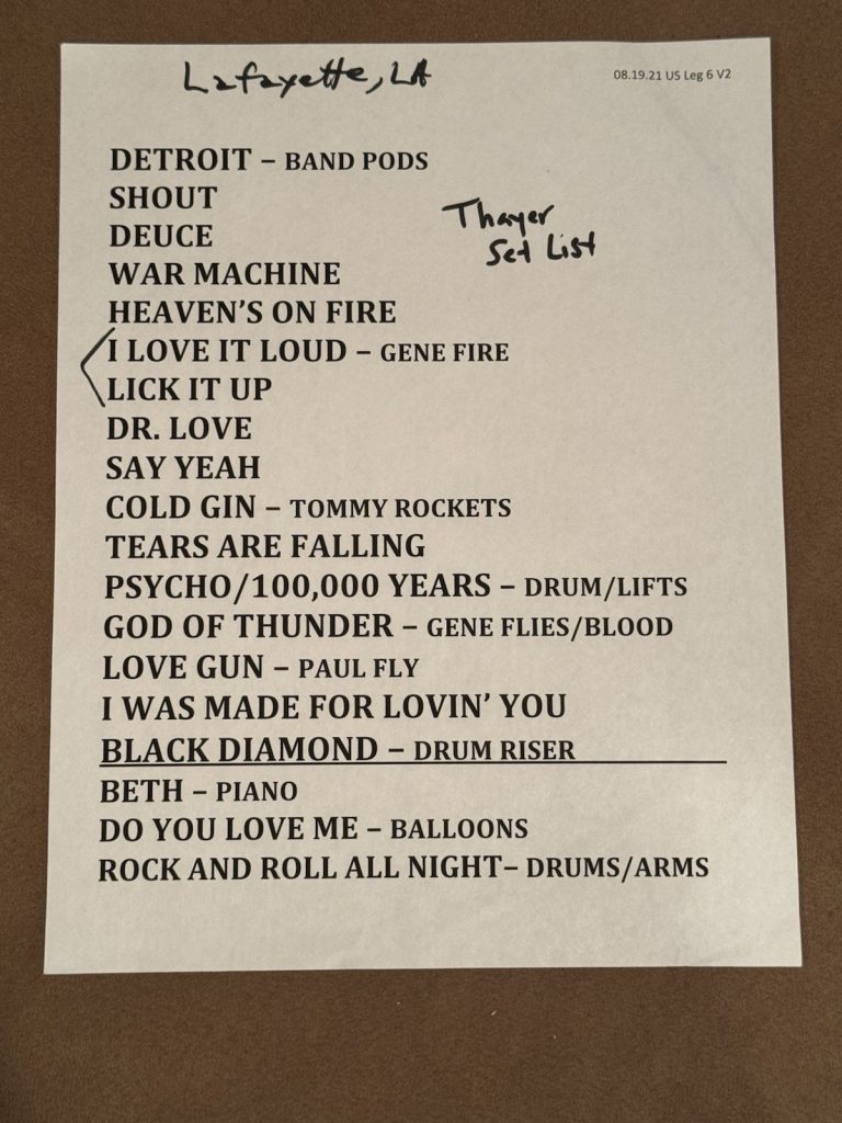 Tommy Thayer Set List From End Of Road World Tour Lafayette, LA KISS