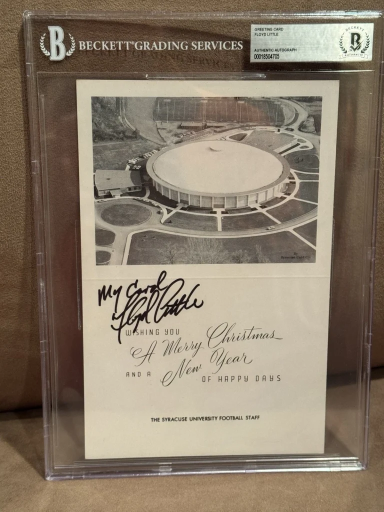 SYRACUSE 1965 FOOTBALL HOLIDAY CARD SIGNED BY FLOYD LITTLE Beckett His Own Card!