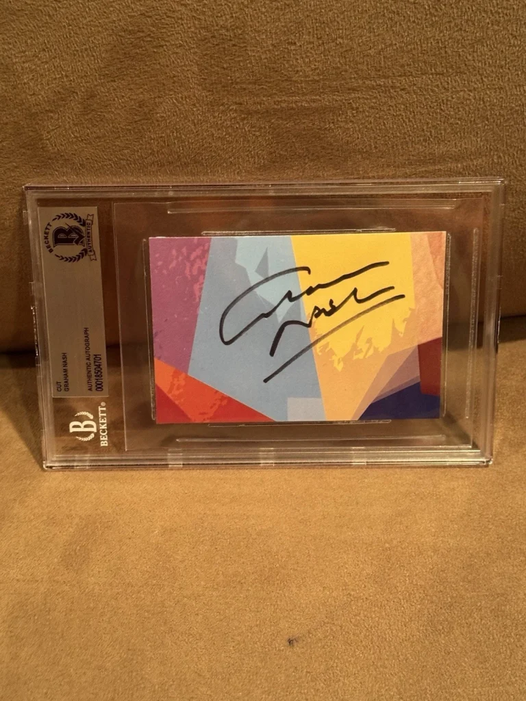 Very Nice Signed Cut by Graham Nash Beckett Slab Crosby Stills