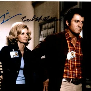 ANGIE DICKINSON and EARL HOLLIMAN signed autographed POLICE WOMAN 8x10 photo