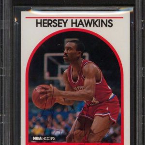 76ers Hersey Hawkins Authentic Signed 1989 Hoops #137 Card BAS Slabbed
