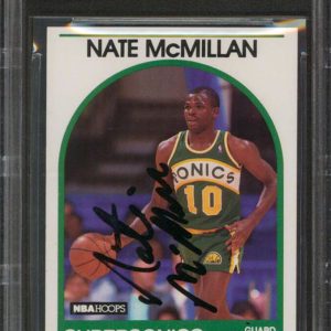 Sonics Nate McMillan Authentic Signed 1989 Hoops #192 Card BAS Slabbed