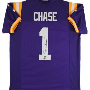 LSU Ja'Marr Chase Authentic Signed Purple Pro Style Jersey BAS Witnessed