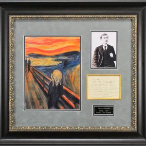 Edvard Munch Authentic Signed & Framed 4x5.5 Letter The Scream Display BAS