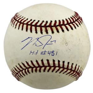 Angels Mike Trout "Hit 481" Signed 6/22/14 Angels Vs Rangers GU Oml Baseball MLB