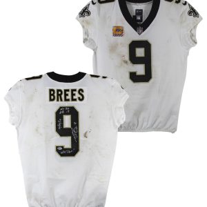 Saints Drew Brees Signed Game Worn 10/22/17 White Nike Jersey Photomatched & PSA