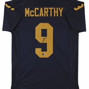 Michigan JJ McCarthy Authentic Signed Navy Blue Pro Style Jersey BAS Witness 2
