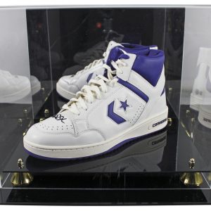 Magic Johnson Signed Left Purple & White Converse Weapon Shoe W/ Case BAS Wit 2