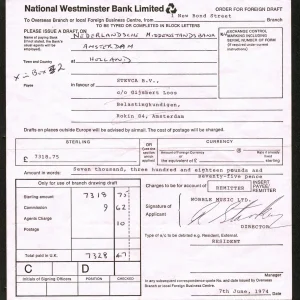 Ringo Starr (Signed "R. Starkey") Signed 8x8.5 1974 Bank Document PSA #Z08538